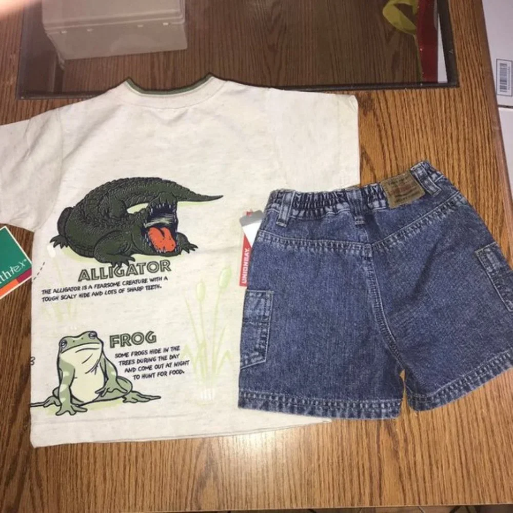 UnionBay denim shorts & Healthtex amphibian tee NWT size 5 - Picture 2 of 4